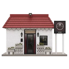 Clay-style rendering of Ping's Bistro Cupertino in Cupertino