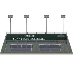 Clay-style rendering of Sunnyvale Municipal Tennis Center in Sunnyvale