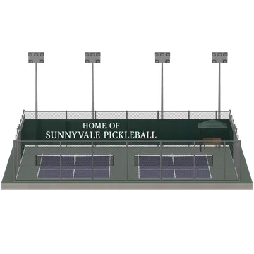 Clay-style rendering of Sunnyvale Municipal Tennis Center in Sunnyvale