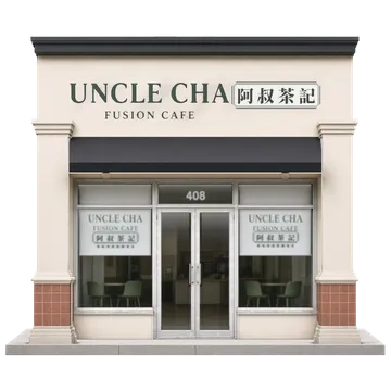 Clay-style rendering of Uncle Cha Fusion Cafe in Milpitas