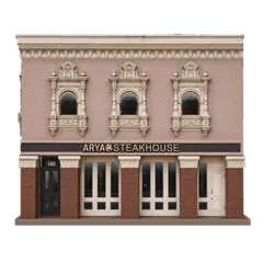 Clay-style rendering of Arya Steakhouse in Palo Alto