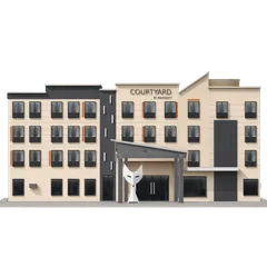 Clay-style rendering of Courtyard by Marriott Petaluma Sonoma County in Petaluma