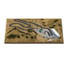 Clay-style rendering of Sonoma Raceway in Sonoma
