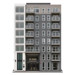 Clay-style rendering of The Brady in San Francisco