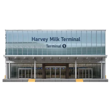 Clay-style rendering of SFO Museum Gallery Harvey Milk Terminal 1 in San Francisco