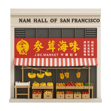 Clay-style rendering of JBC Market in San Francisco