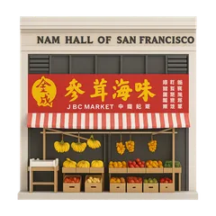 Clay-style rendering of JBC Market in San Francisco