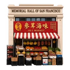 Clay-style rendering of JBC Market in San Francisco