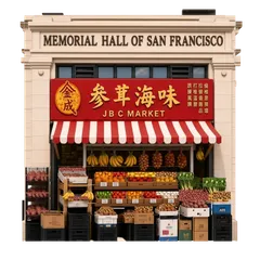 Clay-style rendering of JBC Market in San Francisco