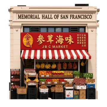 Clay-style rendering of JBC Market in San Francisco