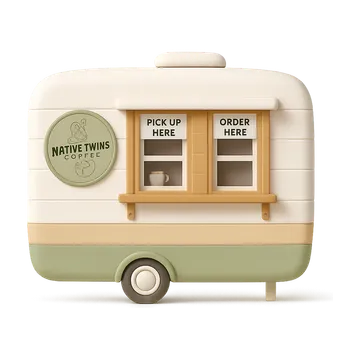 Clay-style rendering of Native Twins Coffee in San Francisco