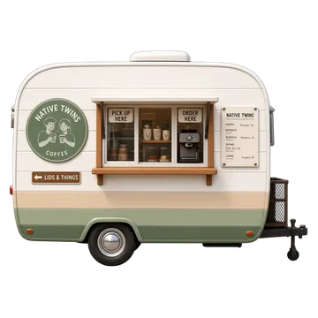 Clay-style rendering of Native Twins Coffee in San Francisco