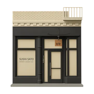 Clay-style rendering of Sushi Sato in San Francisco