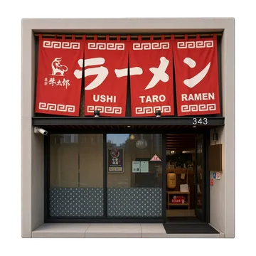 Clay-style rendering of Ushi Taro Ramen in San Francisco