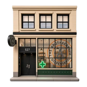 Clay-style rendering of The Apothecarium Dispensary SoMa in San Francisco