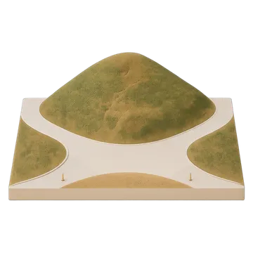 Clay-style rendering of Twin Peaks in San Francisco