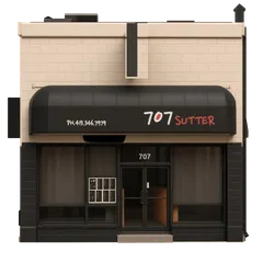Clay-style rendering of 707 Sutter in San Francisco