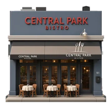 Clay-style rendering of Central Park Bistro in San Mateo