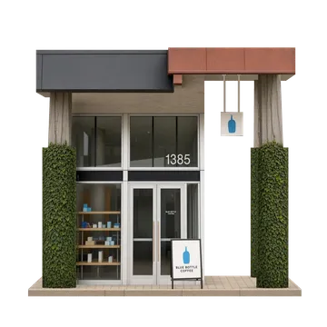 Clay-style rendering of Blue Bottle Coffee in San Francisco