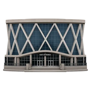 Clay-style rendering of Oakland Arena in Oakland