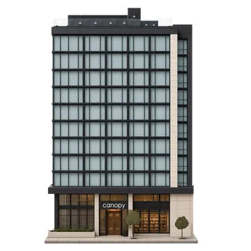 Clay-style rendering of Shelby's Rooftop in San Francisco