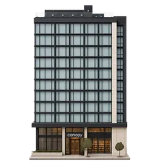 Clay-style rendering of Shelby's Rooftop in San Francisco